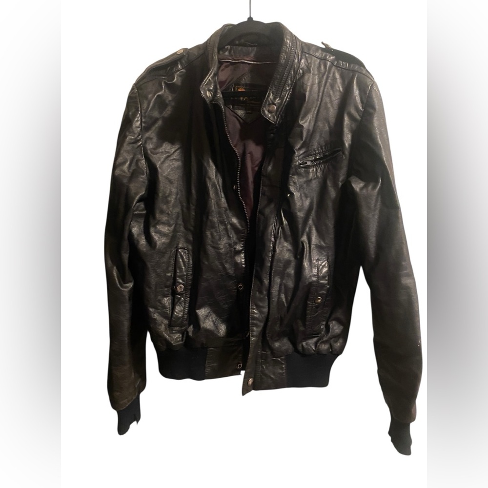 Vintage Reed Sportswear Black Leather Bomber Flight Aviator Jacket Mens Size 42 - Picture 2 of 9